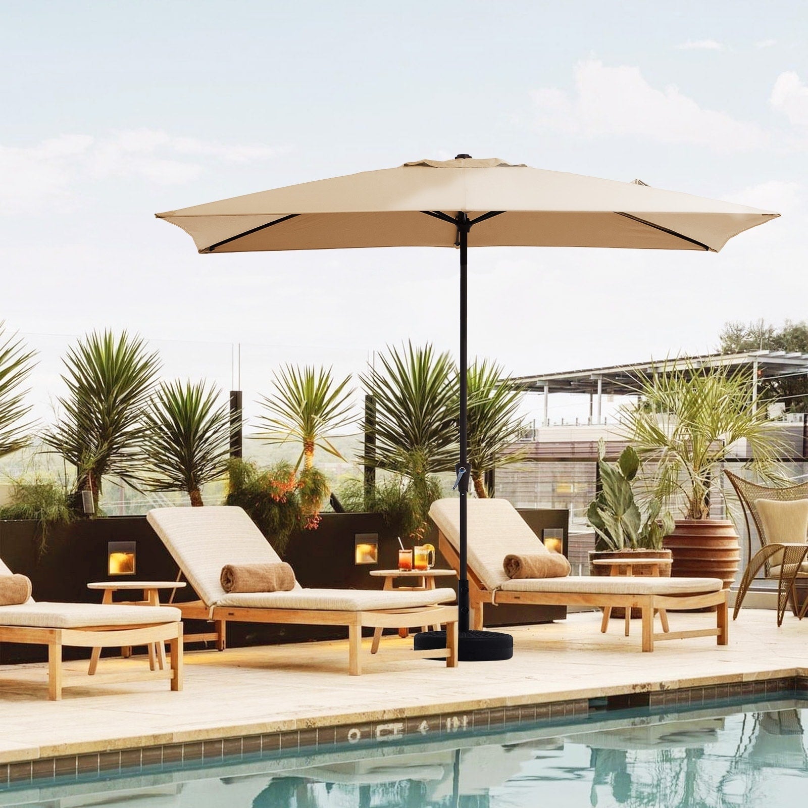 8*10ft Rectangular Patio Market Umbrella with Crank & Tilt,UV-Resistant