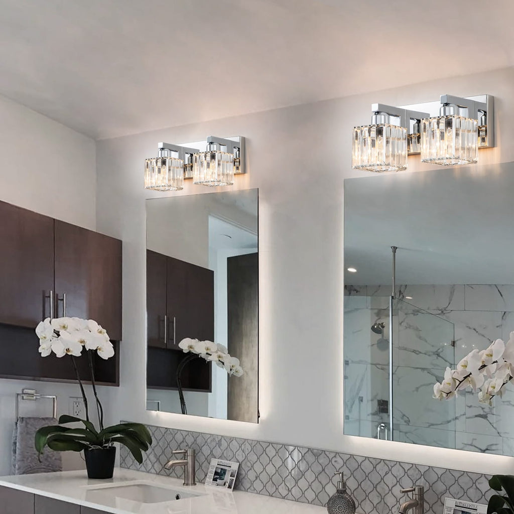 2/3/4/5 Light Bathroom Vanity Light Wall Sconce with Crystal Shade