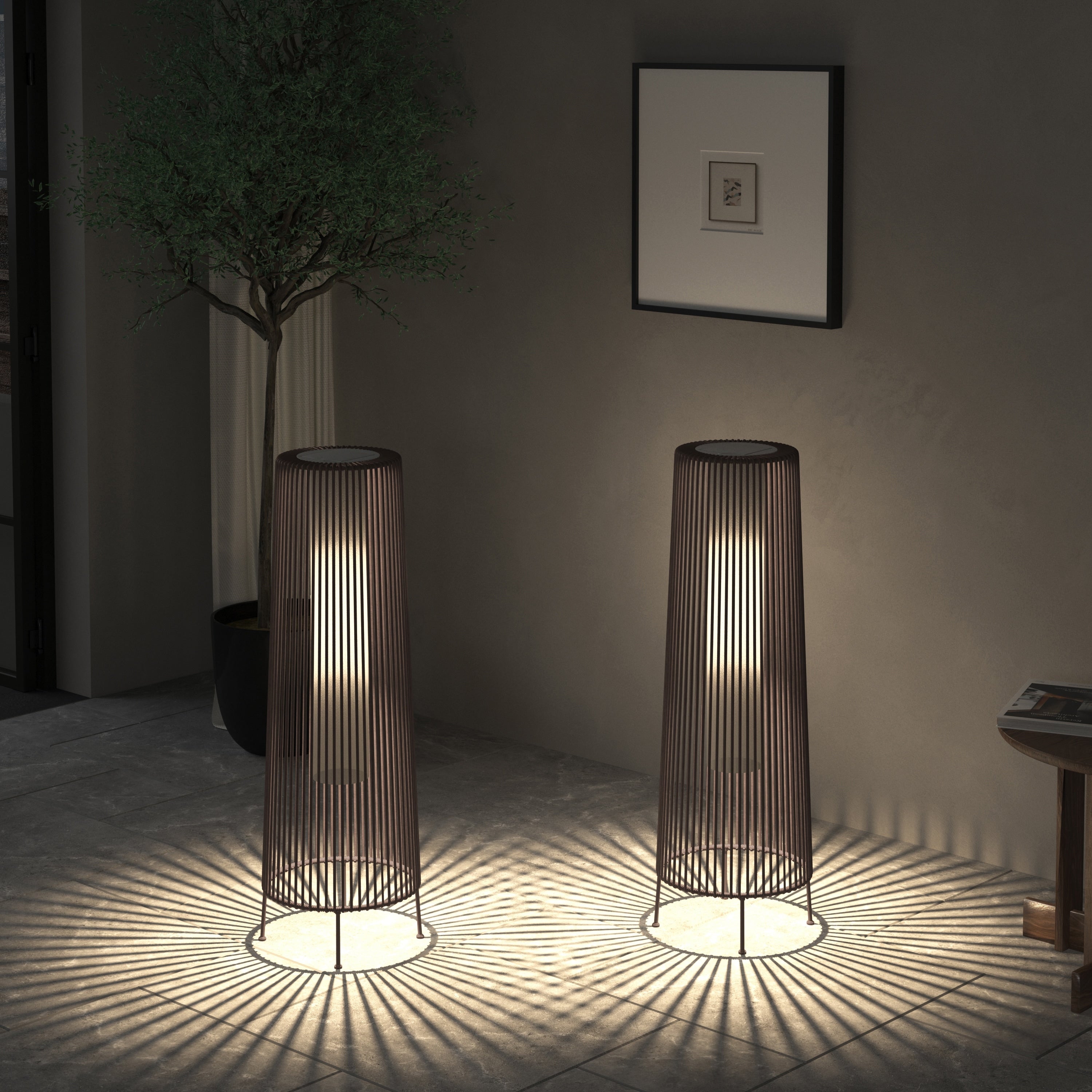 2 Pack Outdoor Solar Light Floor Lamps