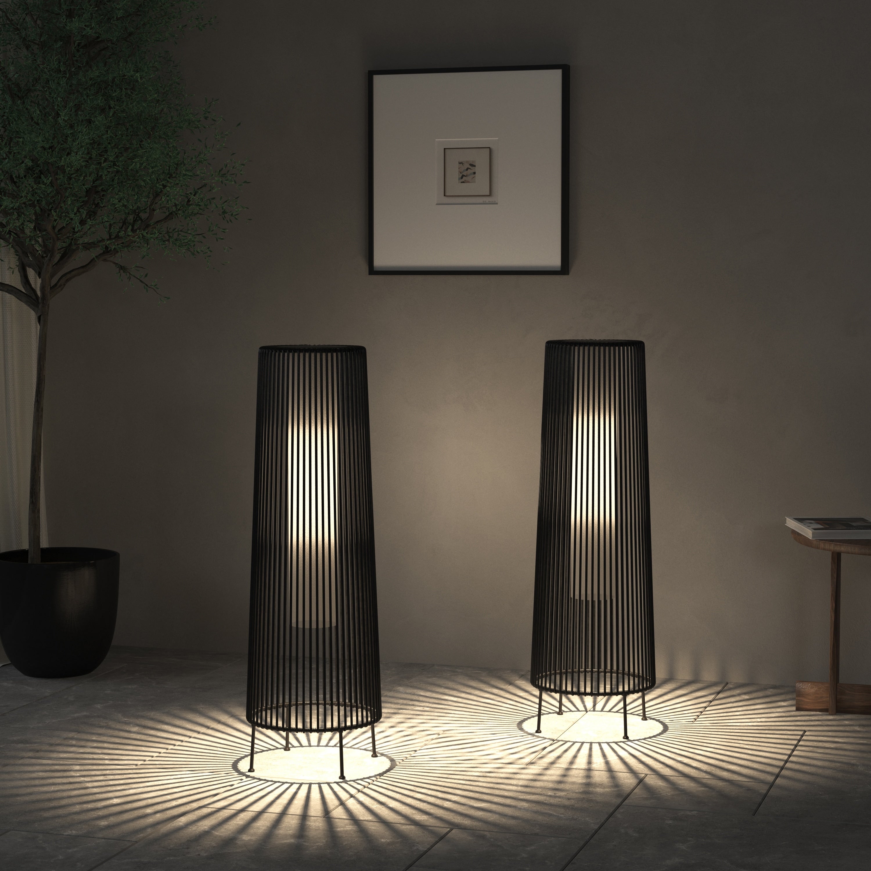 2 Pack Outdoor Solar Light Floor Lamps