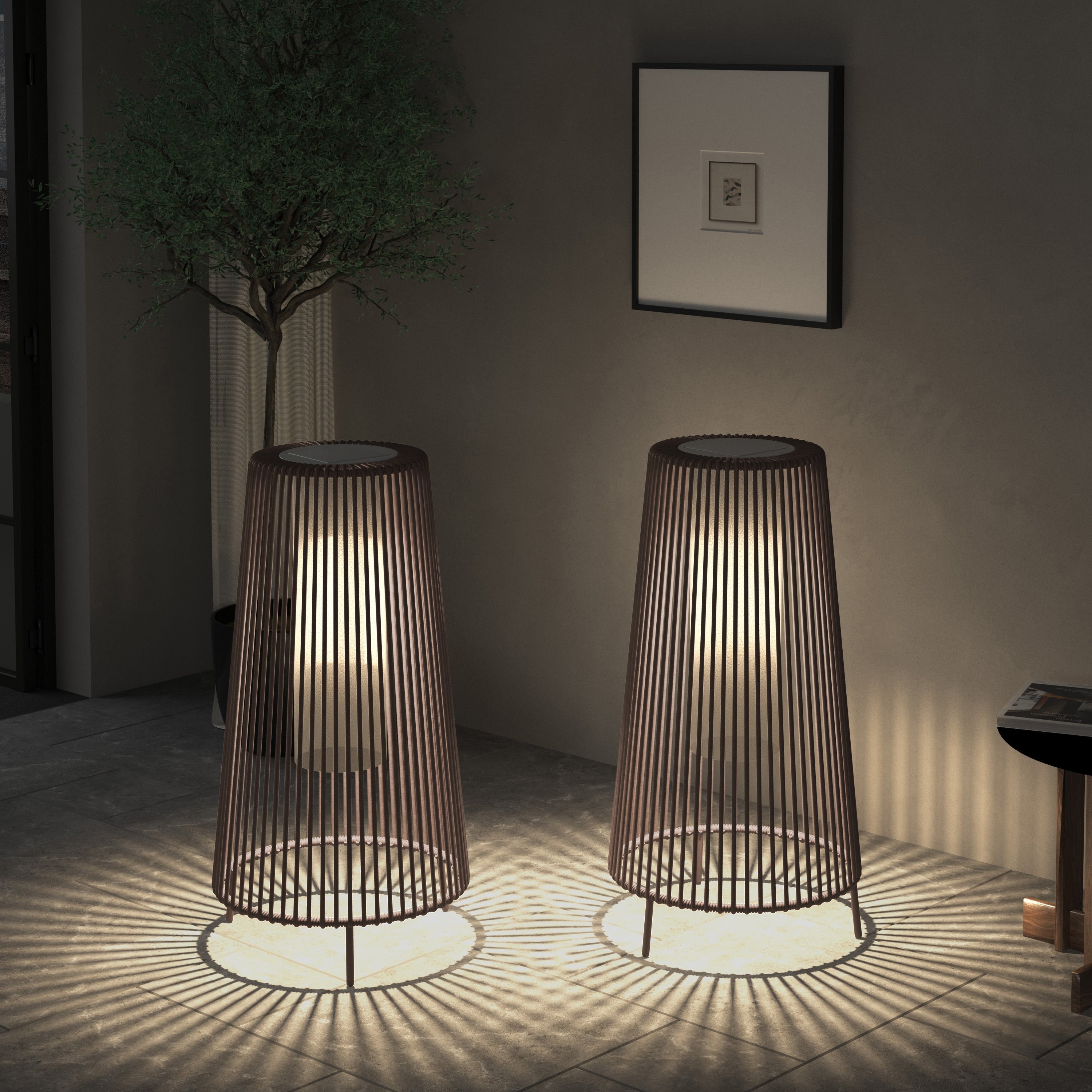 2 Pack Outdoor Solar Light Floor Lamps