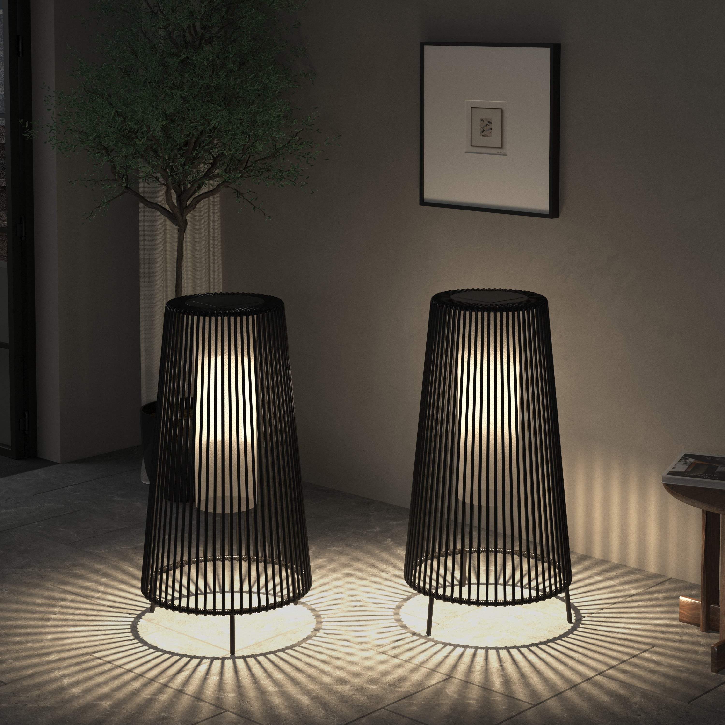 2 Pack Outdoor Solar Light Floor Lamps