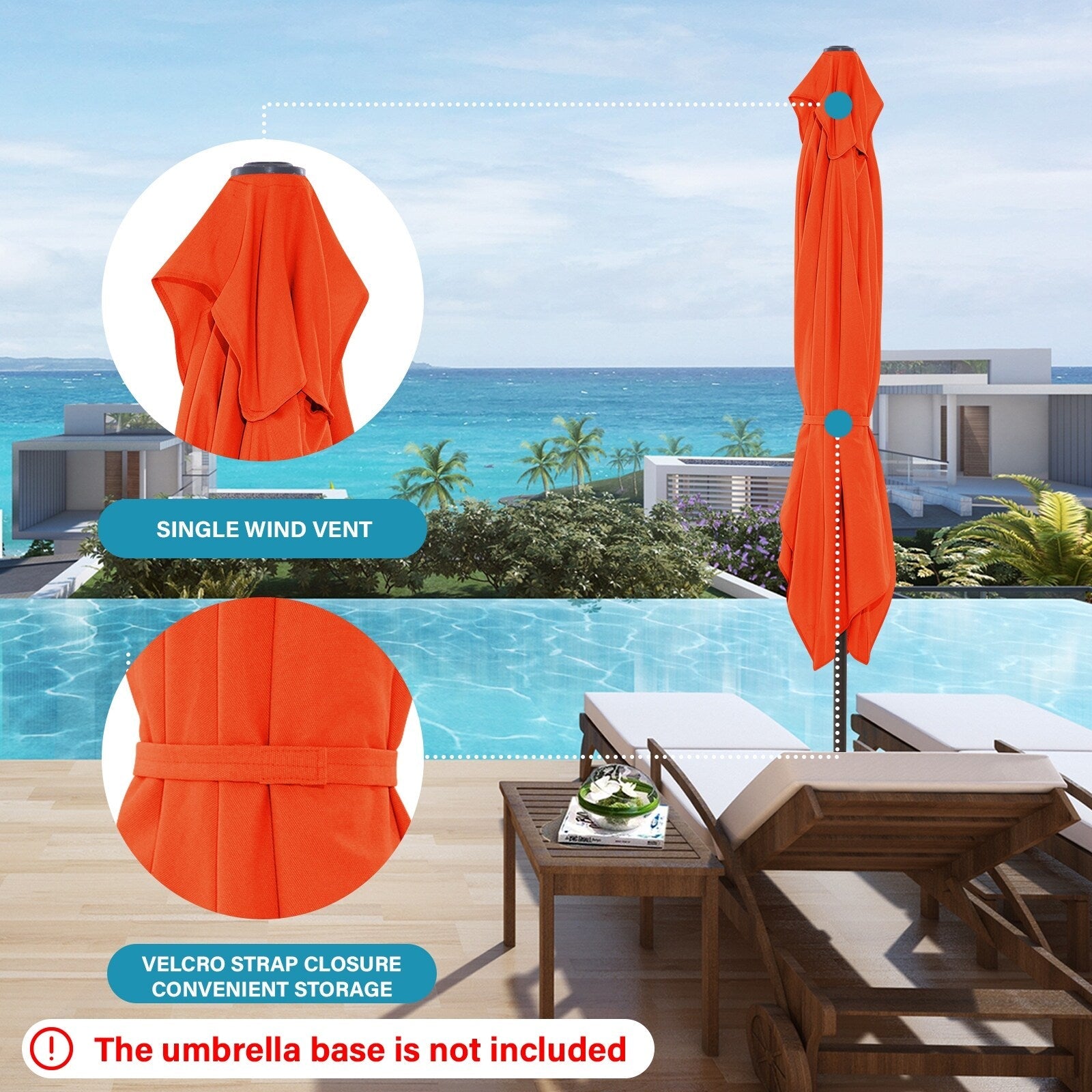 8*10ft Rectangular Patio Market Umbrella with Crank & Tilt，UV-Resistant
