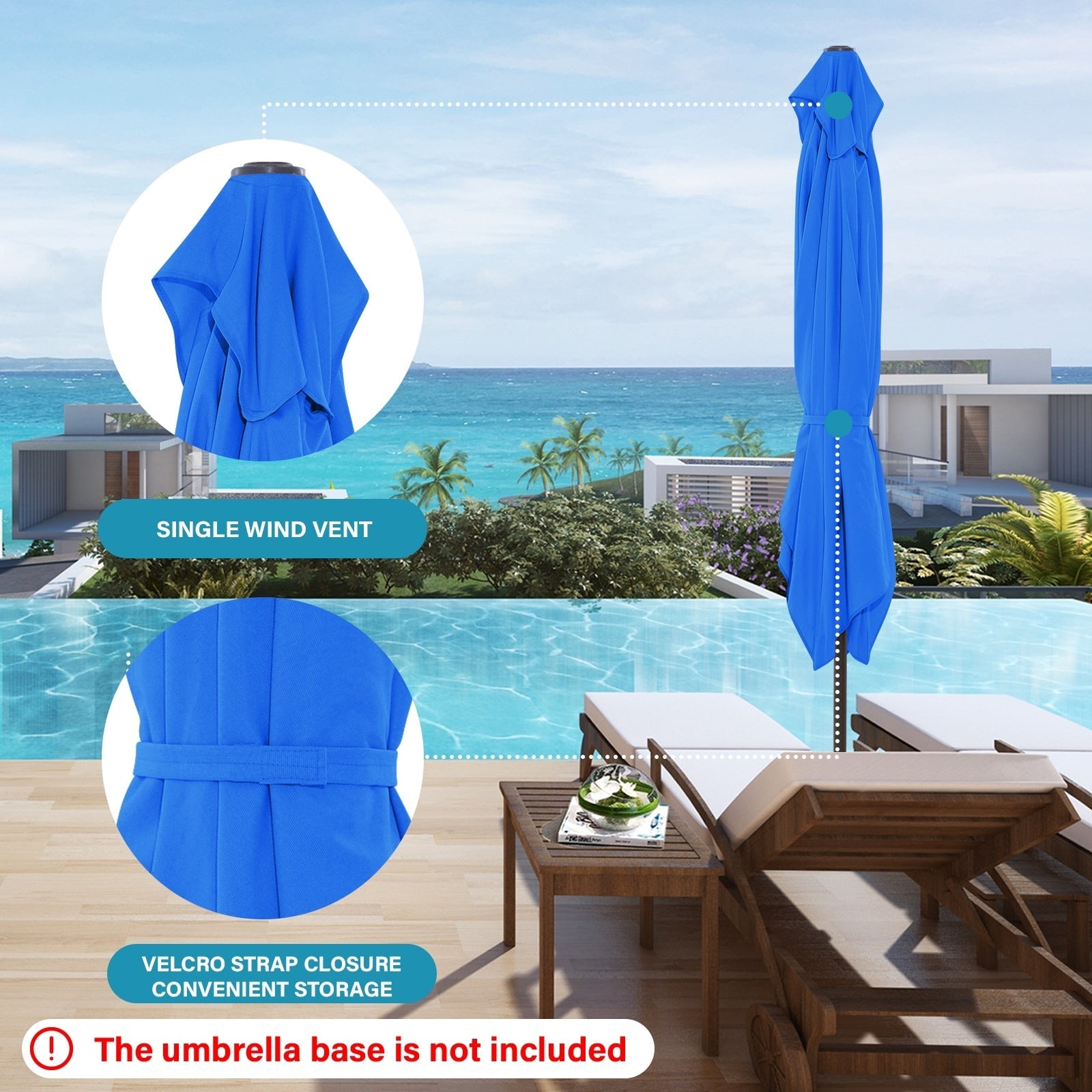 8*10ft Rectangular Patio Market Umbrella with Crank & Tilt，UV-Resistant