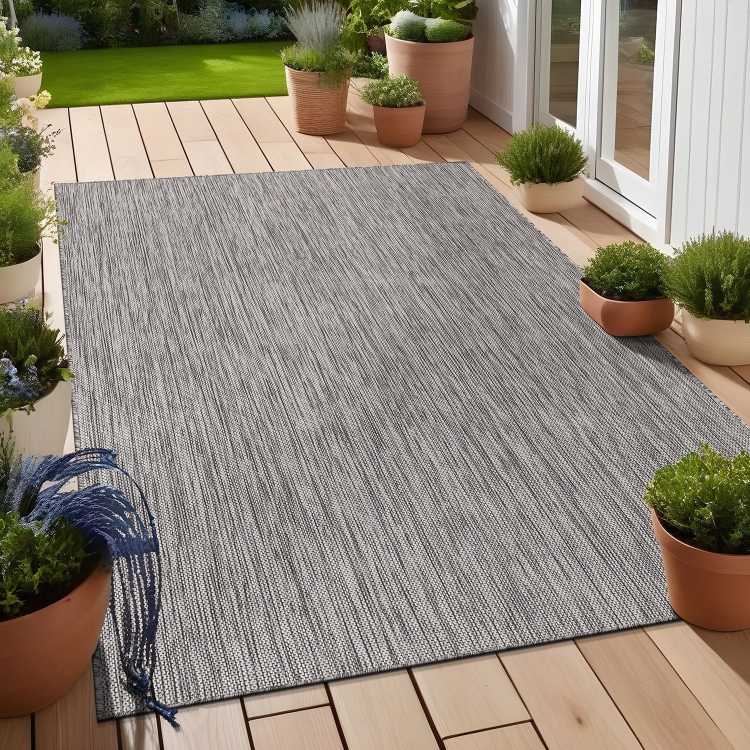 Aloha Washable Solid Indoor Outdoor Area Rug Patio Deck Living Room