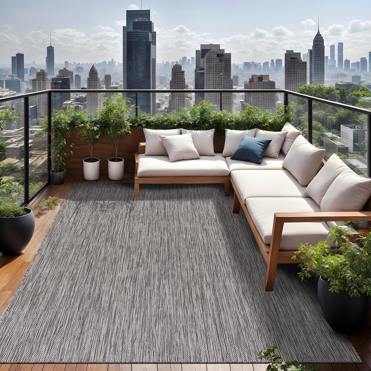 Aloha Washable Solid Indoor Outdoor Area Rug Patio Deck Living Room
